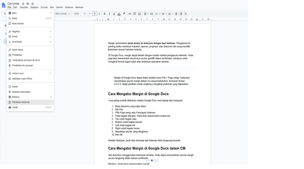 Margin Di Google Docs
