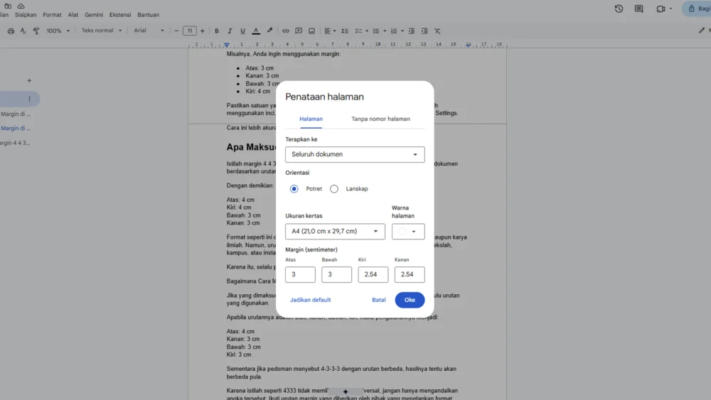 Cara Mengatur Margin Google Docs
