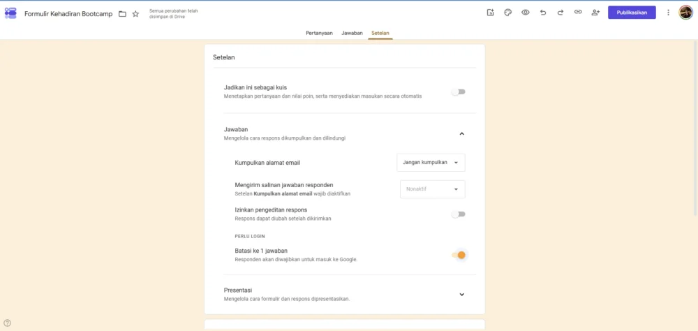 Membatasi Absensi Hanya Satu Kali Per Orang